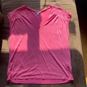 NWOT lucky brand beautiful pink top with lace features 😍